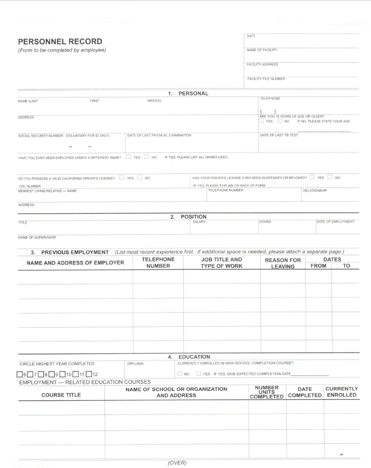 Caregiver App Form